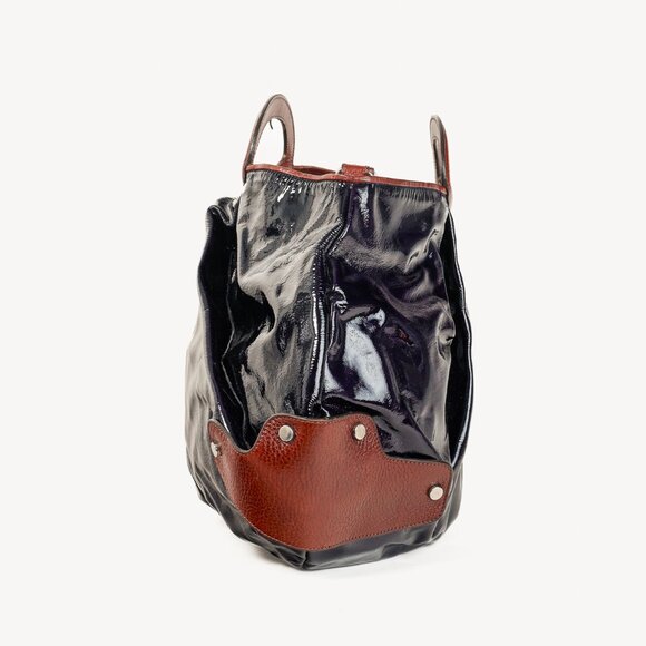 Marni Balloon Navy-Patent-Leather Trimmed Shoulder Bag - Picture 3 of 11